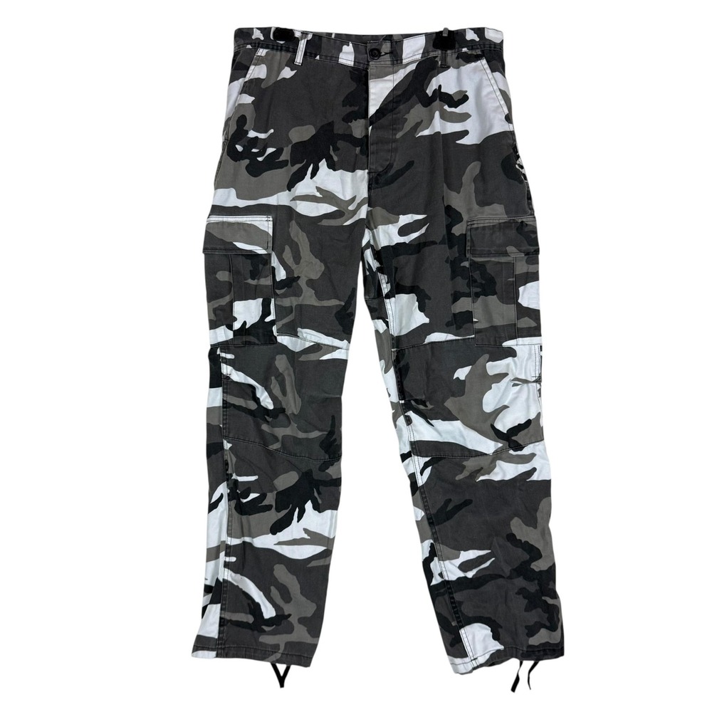 Rothco Cargo Pants Mens 35x31 Gray Camo BDU Relaxed Fit Canvas Utility Workwear